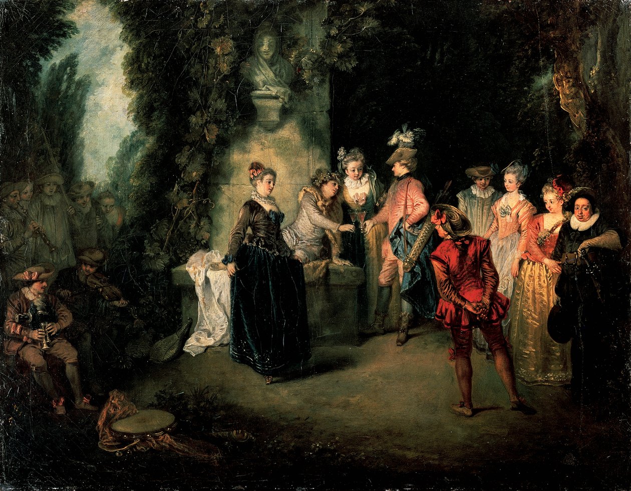 Liefde in het Franse theater door Jean Antoine Watteau