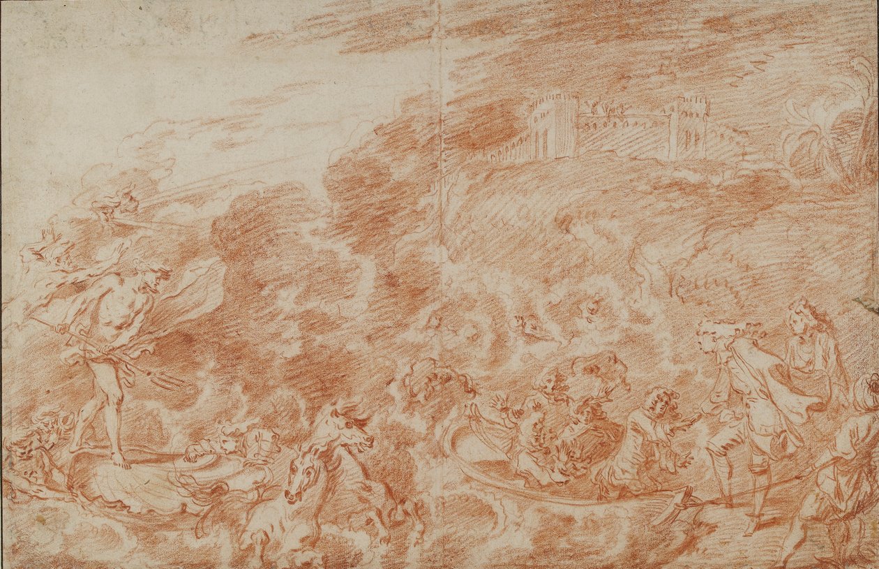 Storm op Zee door Jean Antoine Watteau