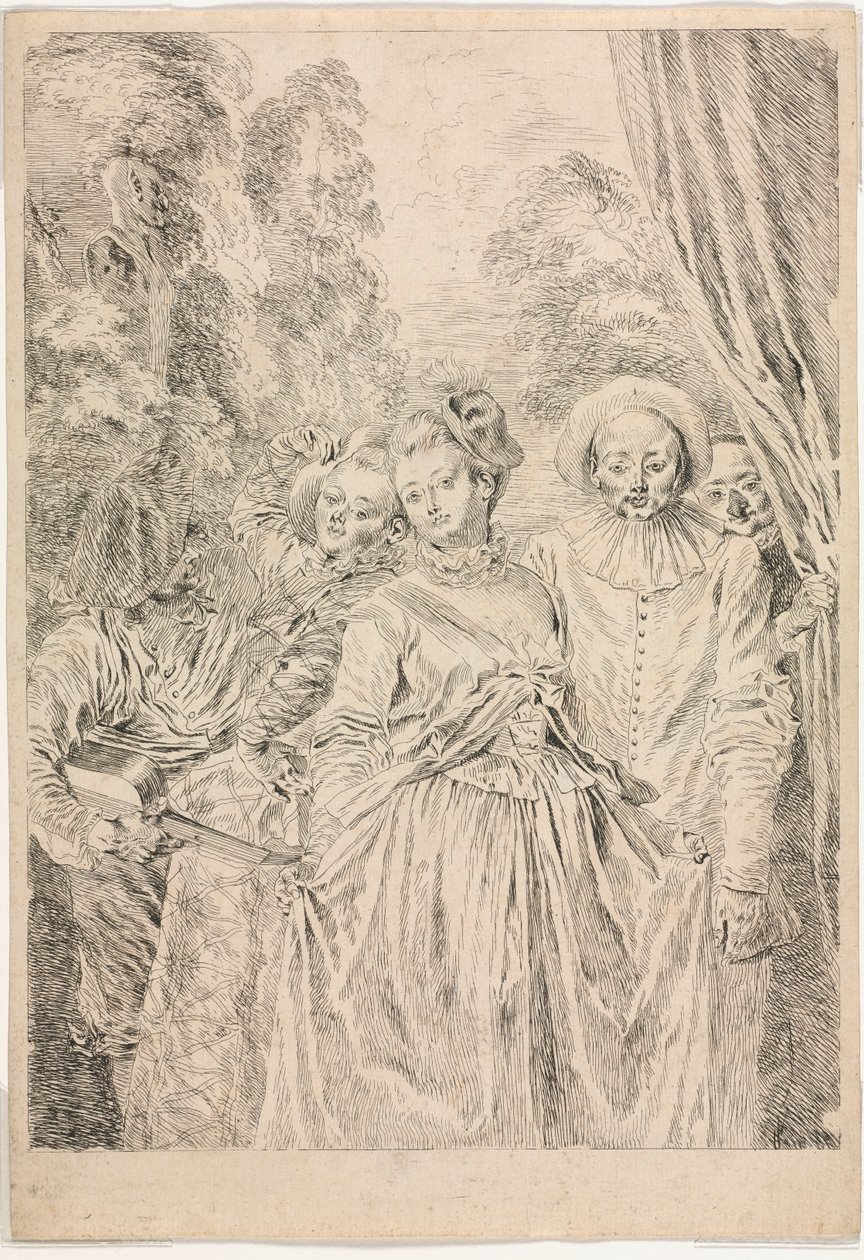 De Kleren zijn Italiaans door Jean-Antoine Watteau