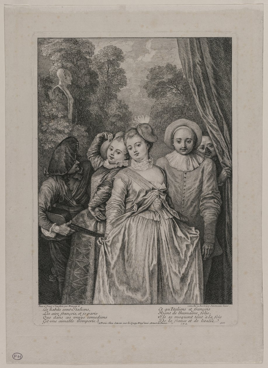 De kleren zijn Italiaans, 1715-1716 door Jean Antoine Watteau