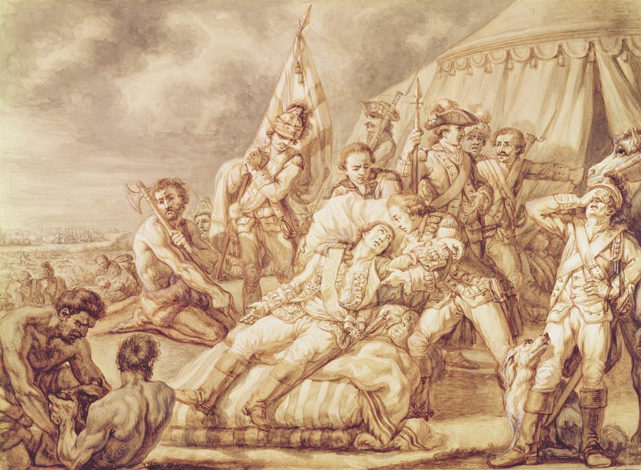 De Dood van Markies de Montcalm de Saint-Veran (1712-59) door Jean Antoine Watteau