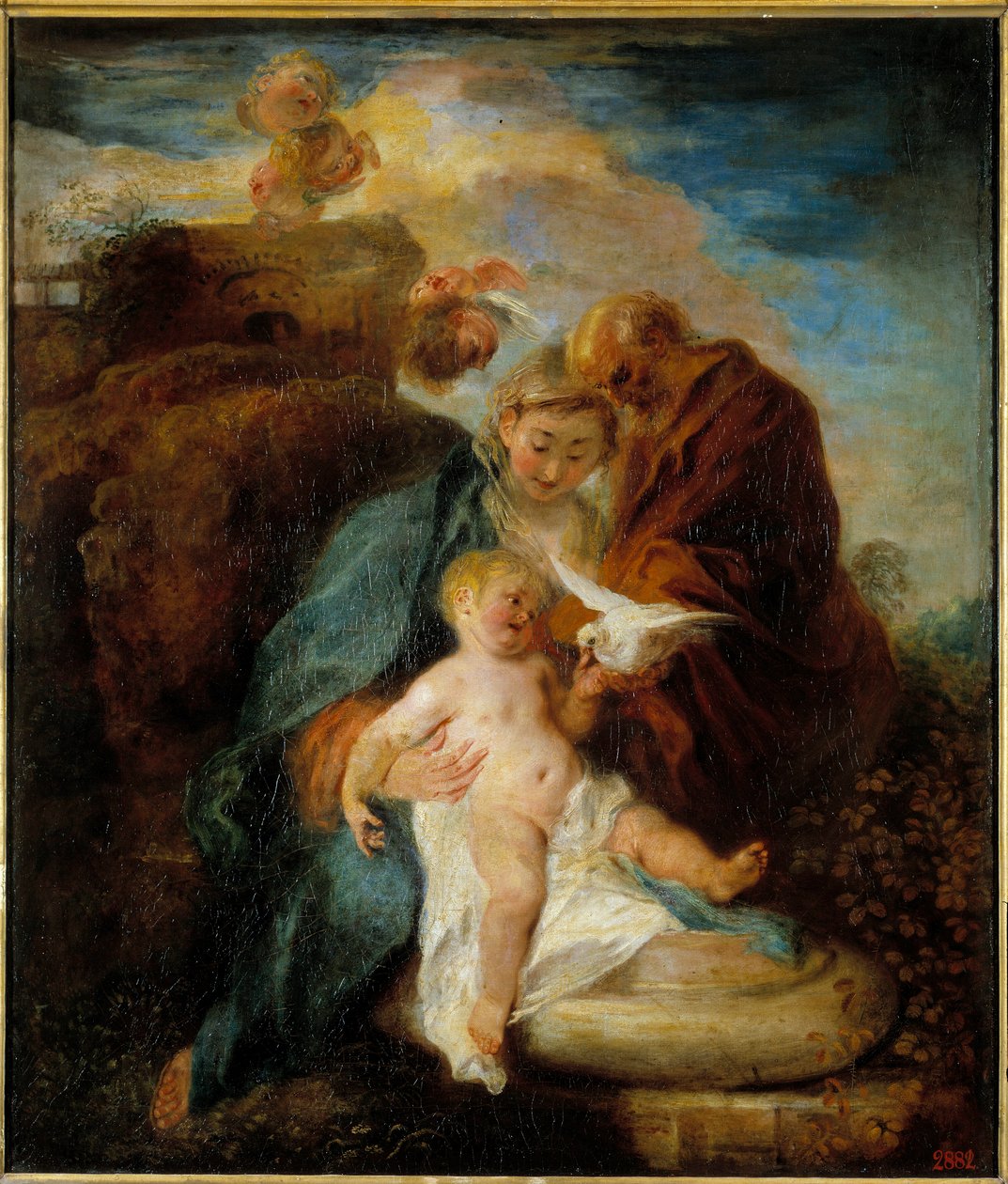 De Heilige Familie, de Rust tijdens de Vlucht naar Egypte door Jean Antoine Watteau