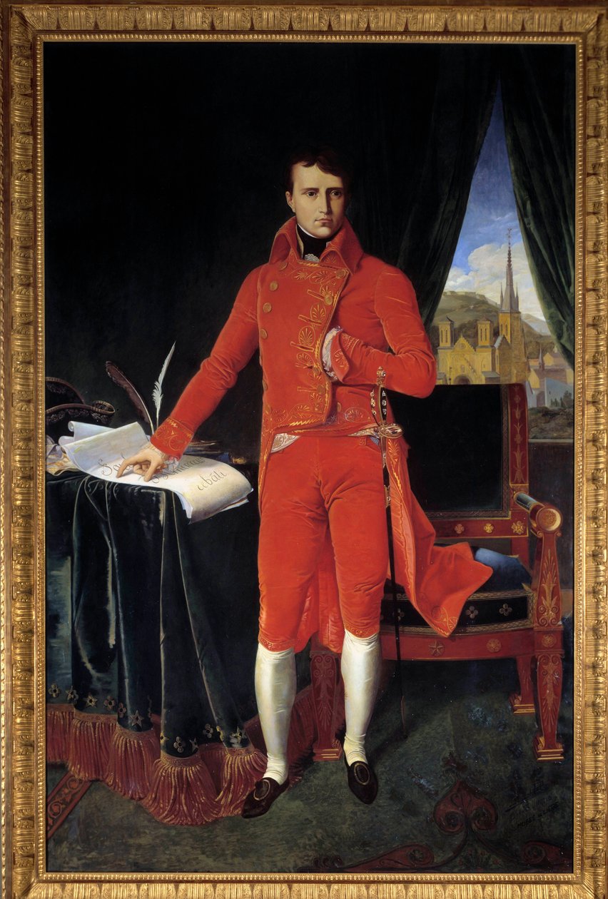 Portret van Napoleon Bonaparte als Eerste Consul door Jean Auguste Dominique (after) Ingres