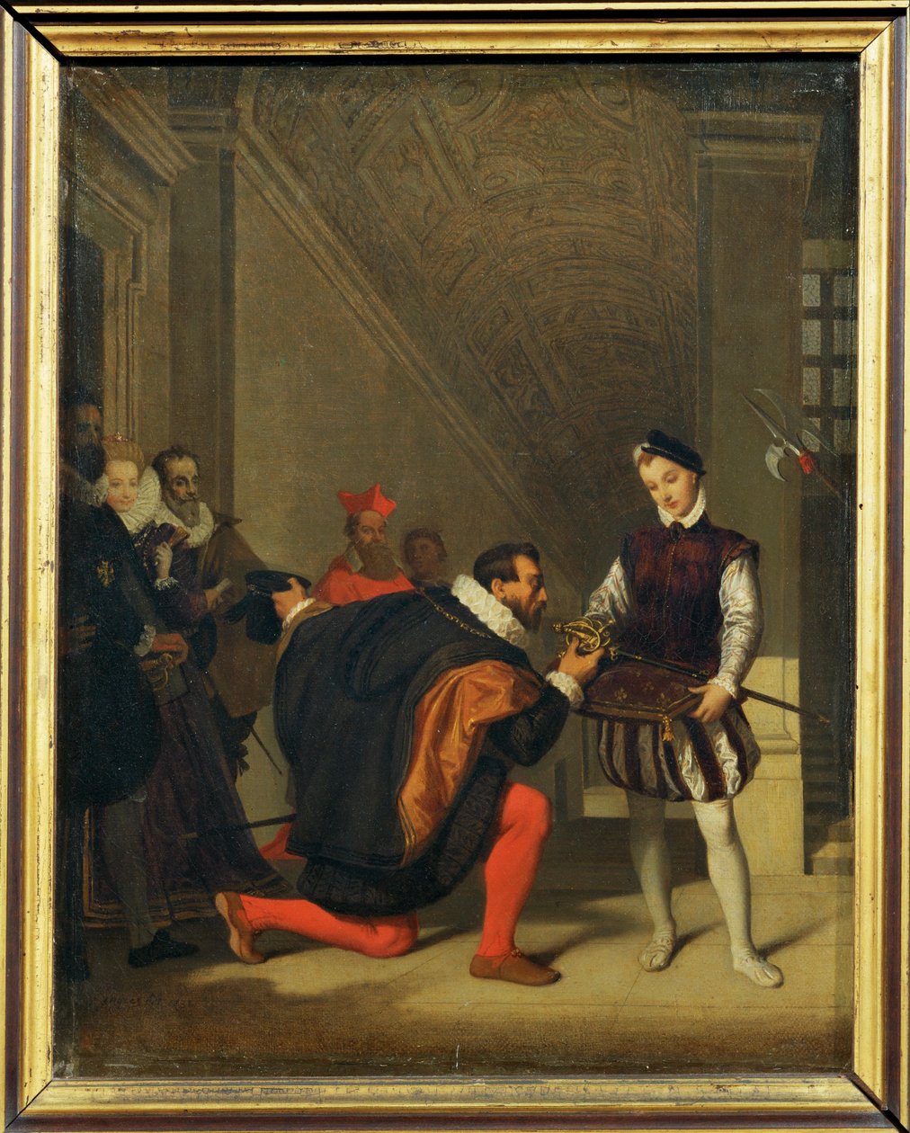 Don Pedro de Tolede, de Spaanse ambassadeur, zou een page met het zwaard van Hendrik IV hebben ontmoet in ... door Jean Auguste Dominique Ingres