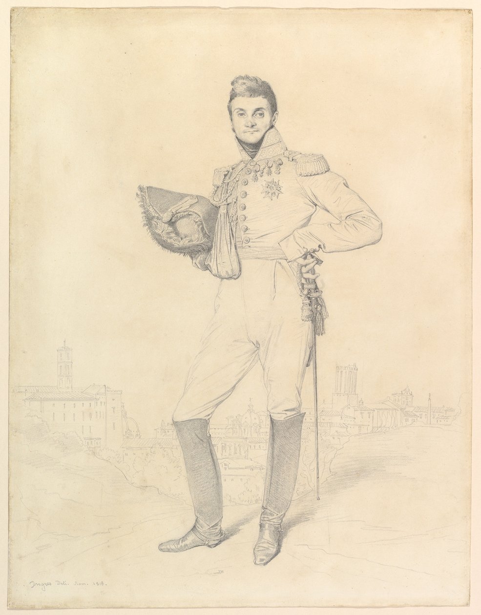 Generaal Louis-Étienne Dulong de Rosnay door Jean Auguste Dominique Ingres