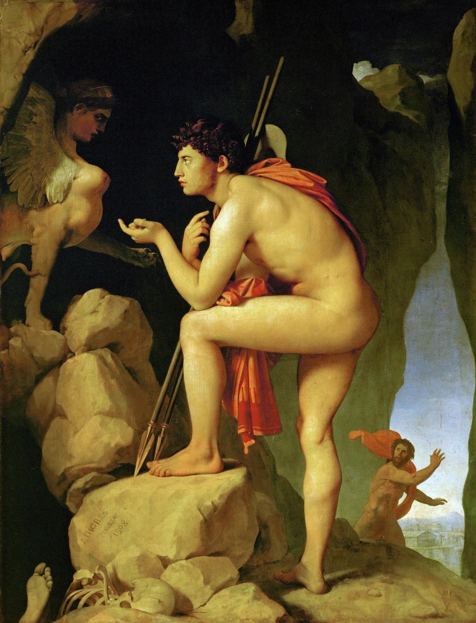 Oedipus lost de raadsels van de sfinx op ... door Jean Auguste Dominique Ingres