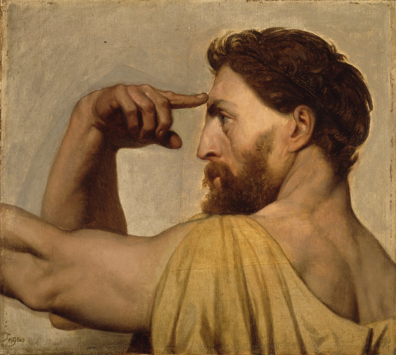 Studie voor Phidias in de Apotheose van Homerus, 1827 door Jean Auguste Dominique Ingres