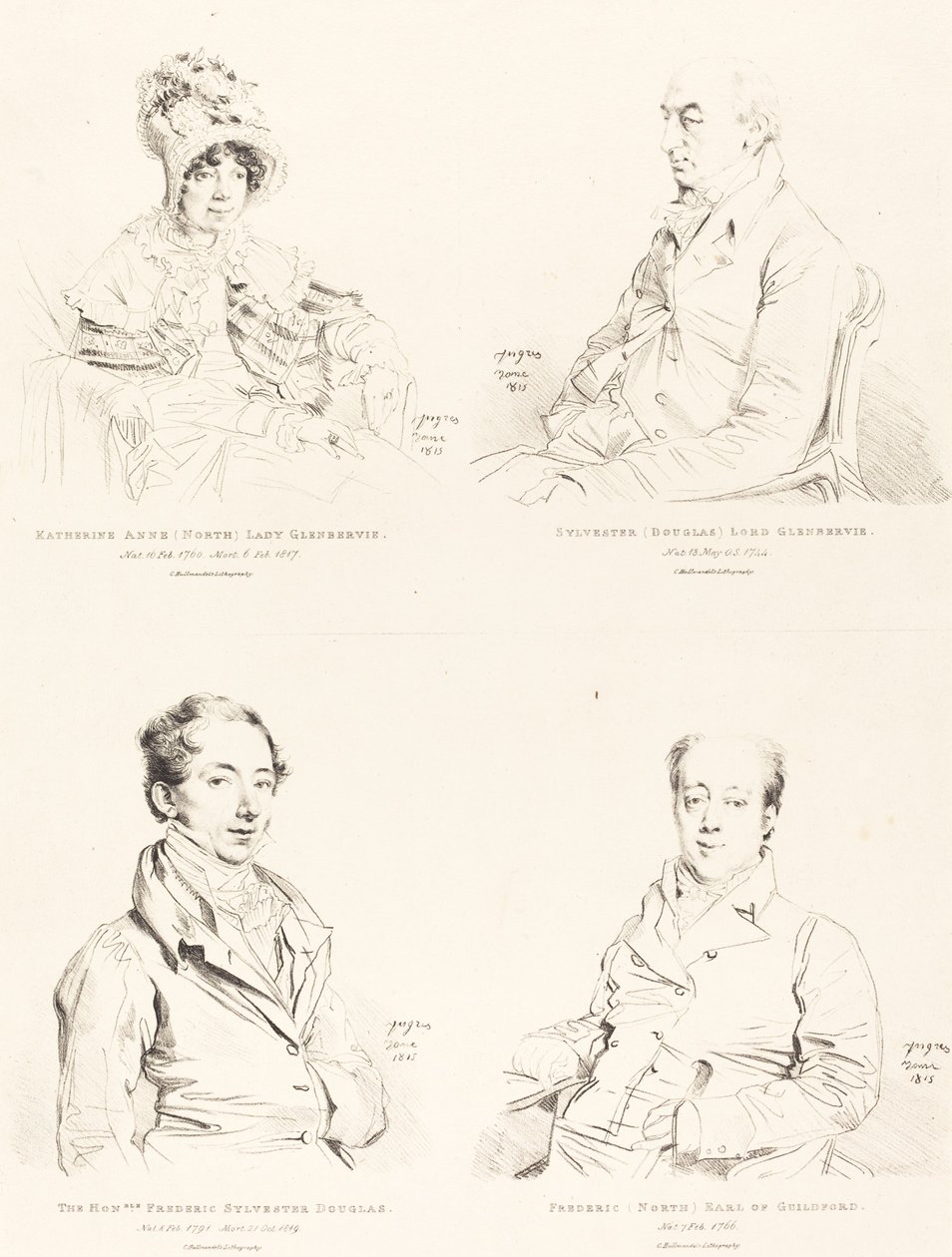 Sylvester (Douglas) Lord Glenbervie; Katherine Anne (North) Glenbervie; Frederic (North) Graaf van Guilford; Frederic Sylvester Douglas door Jean Auguste Dominique Ingres