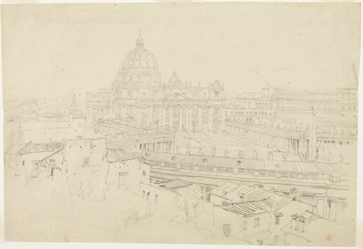 Uitzicht op de Sint Pieter in Rome door Jean Auguste Dominique Ingres