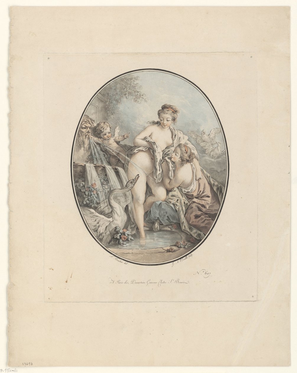 Leda en de zwaan door Jean Augustin Léveillé