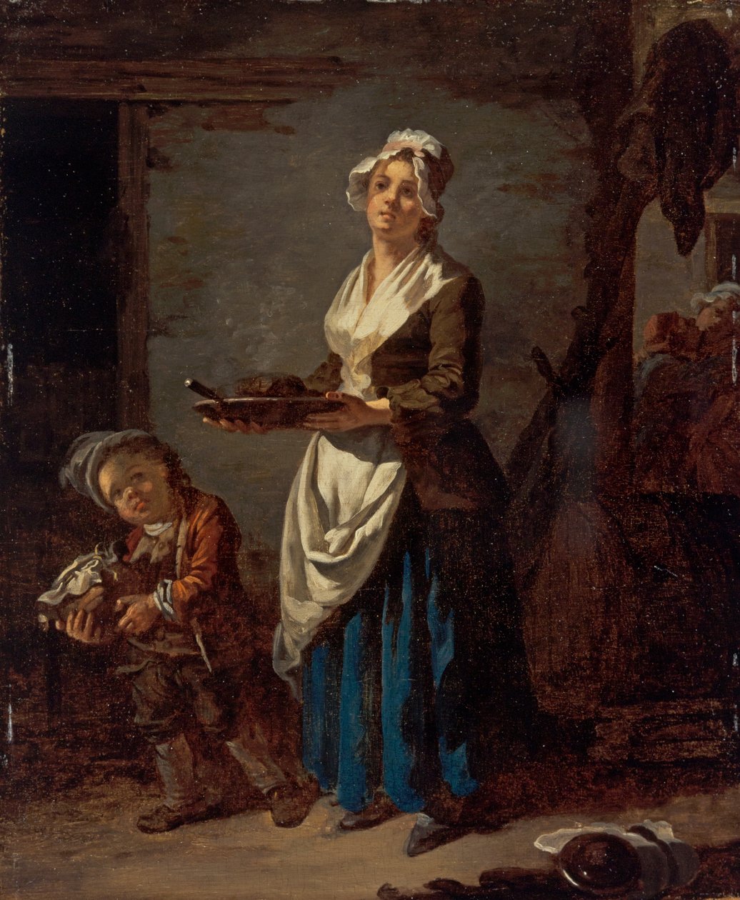 Een keukenmeid en een afwashulp door Jean Baptiste (1728 1806) Charpentier