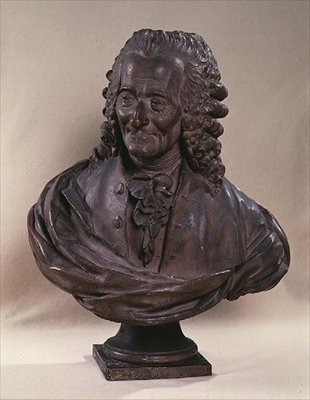 Buste van Voltaire (1694-1778) door Jean Baptiste Antoine Cadet de Beaupre