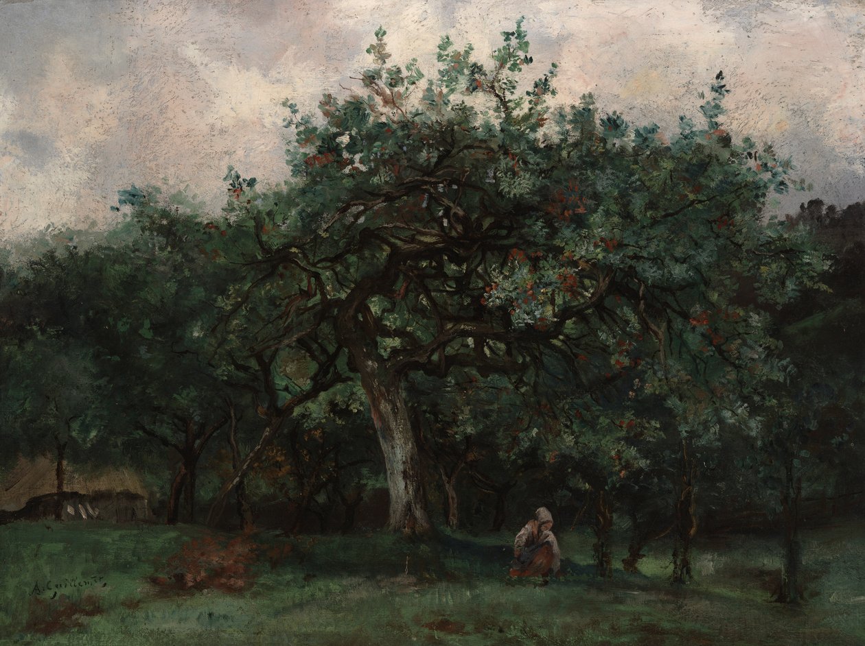 Landschap met klein meisje door Jean Baptiste Antoine Guillemet