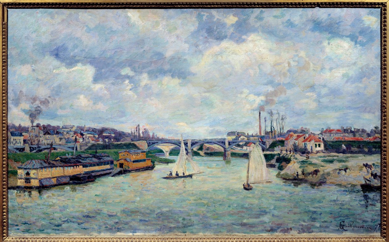 De Haven van Charenton. Uitzicht op de Stad Charenton-le-Pont door Jean Baptiste Armand Guillaumin