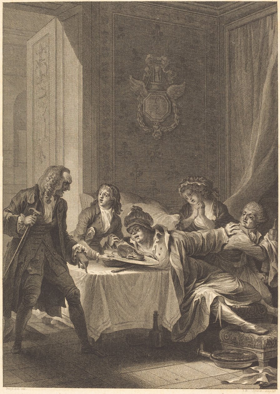 De Vraatzuchtige door Jean Baptiste Blaise Simonet after Jacques Louis François Touzé