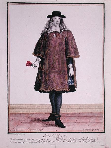 De stadsomroeper van Beaune, eind 17e eeuw door Jean Baptiste Bonnart