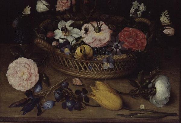 Mand met bloemen door Jean Baptiste Bosschaert