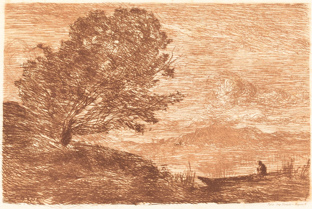 Een Meer in Tirol Un lac du Tyrol, 1863 door Jean Baptiste Camille Corot