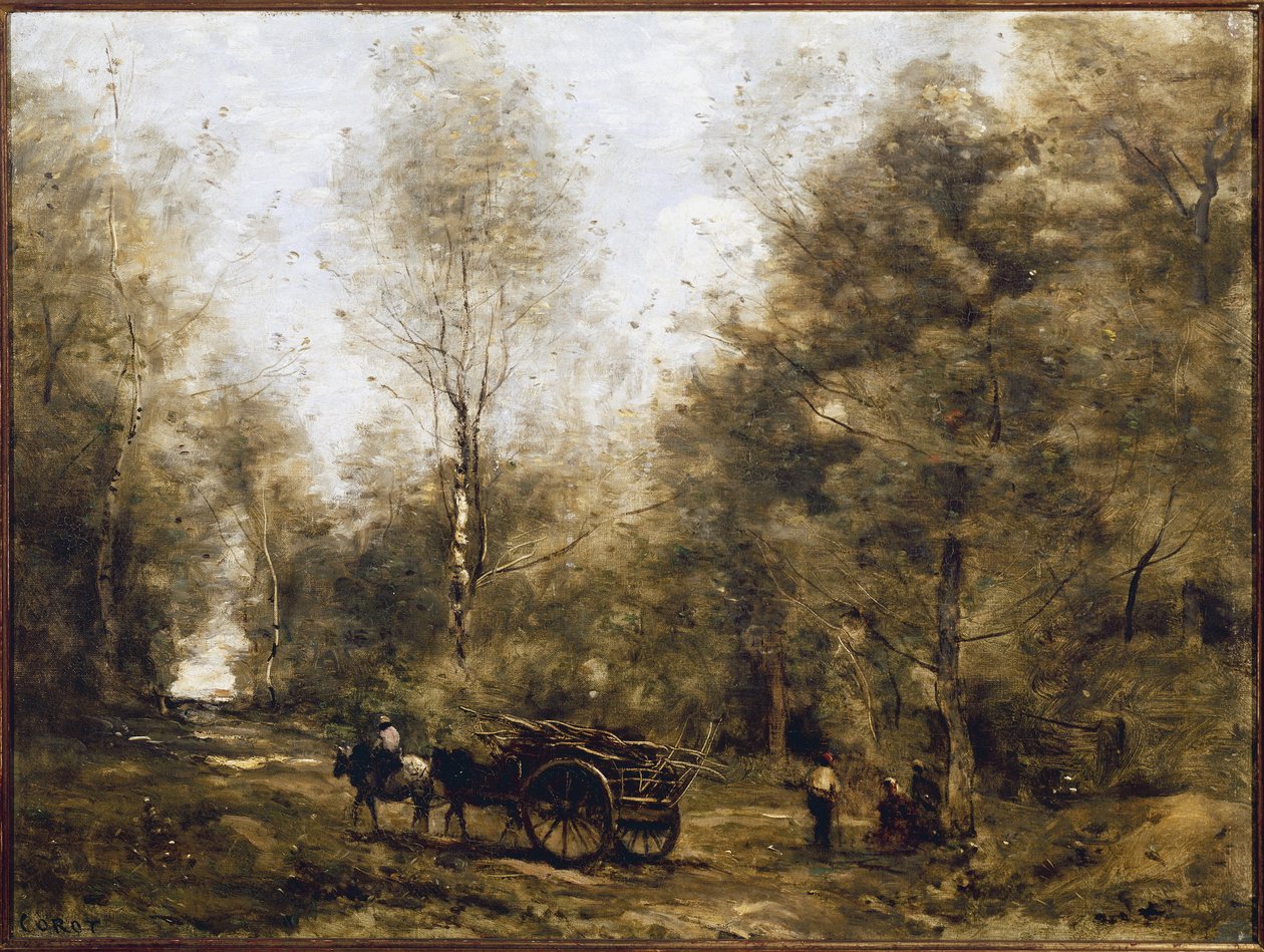 Een pad in de bossen van Wagnonville door Jean Baptiste Camille Corot