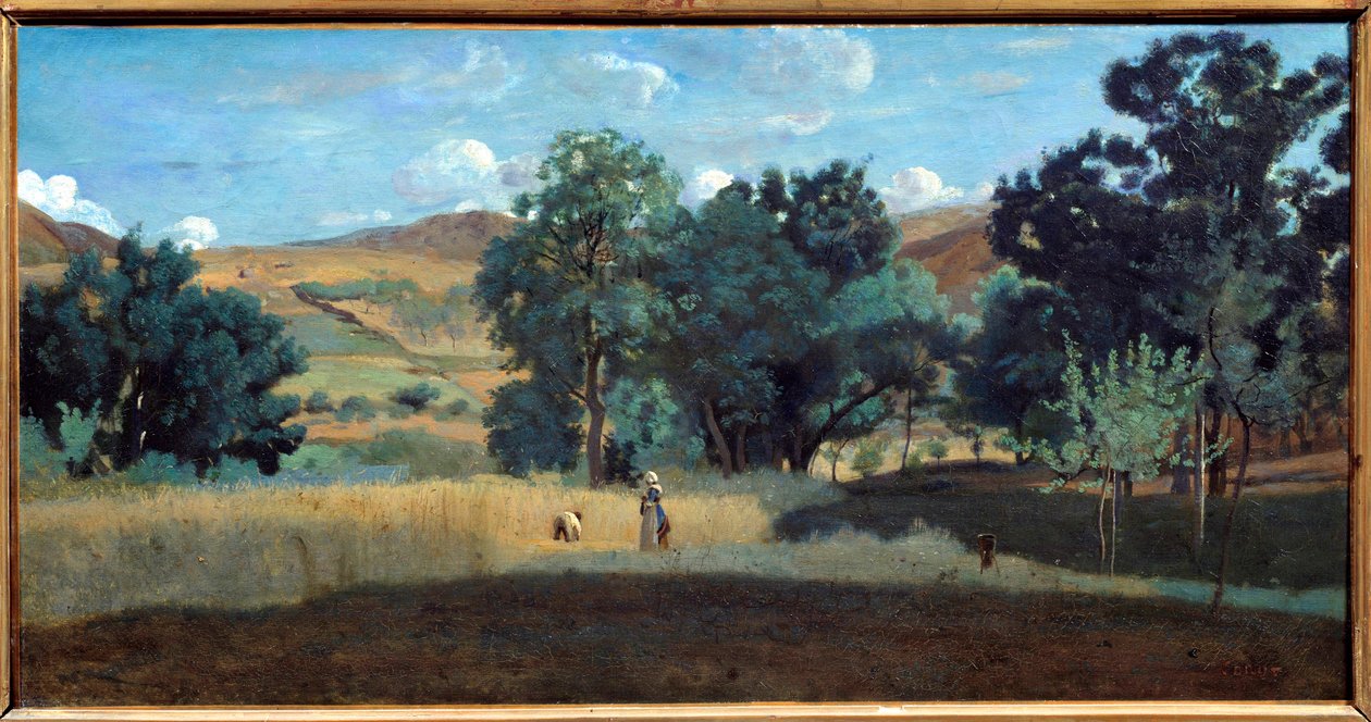 Een tarweveld in de Morvan in 1842 door Jean Baptiste Camille Corot