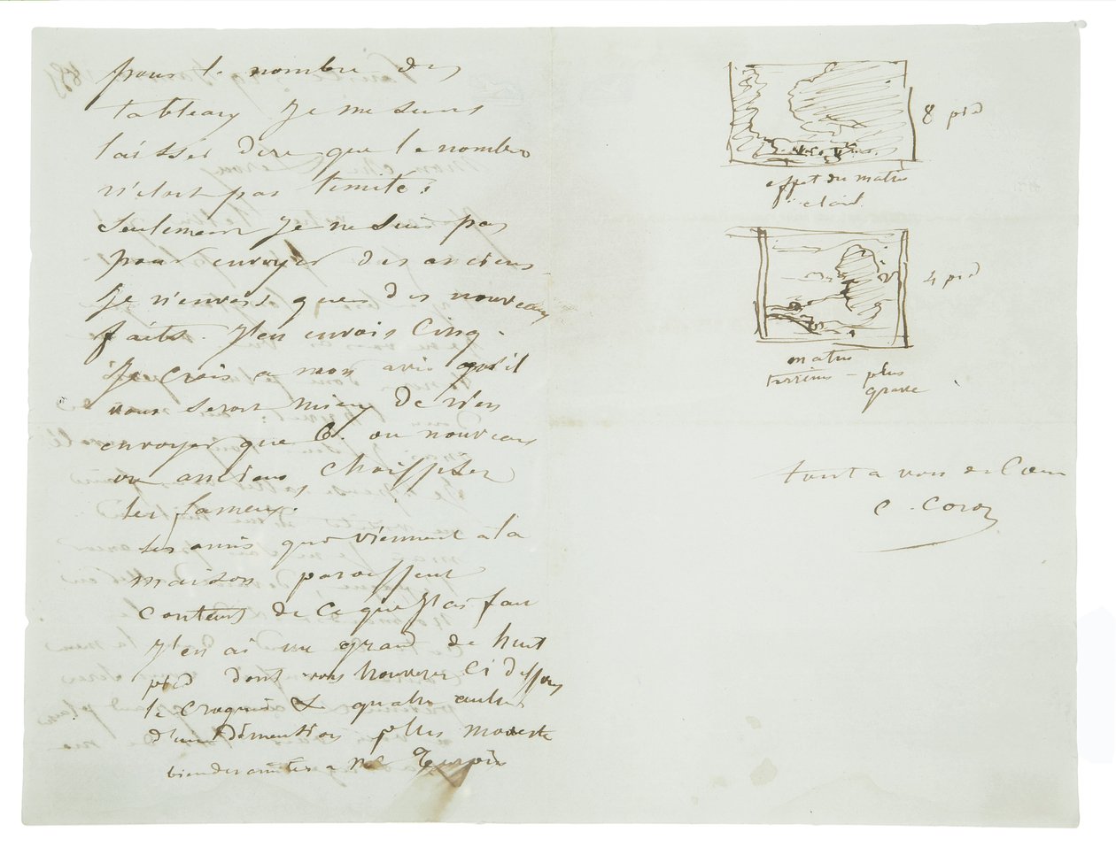 Handgeschreven brief aan landschapsschilder en politicus Charles Le Roux, Parijs, 29 januari 1855 door Jean Baptiste Camille Corot