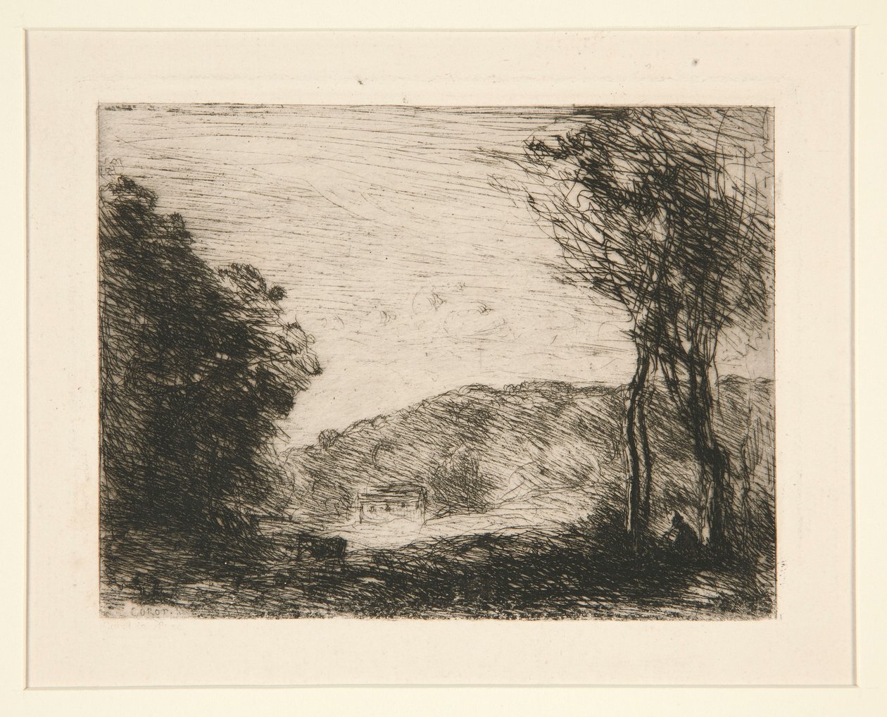 Bosrijk platteland door Jean-Baptiste-Camille Corot