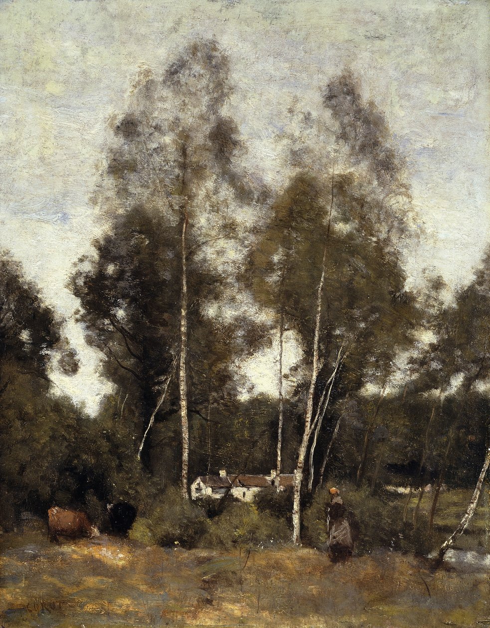 Clairiere Pierre du Bois, de Evaux, nabij Chateau-Thierry door Jean Baptiste Camille Corot