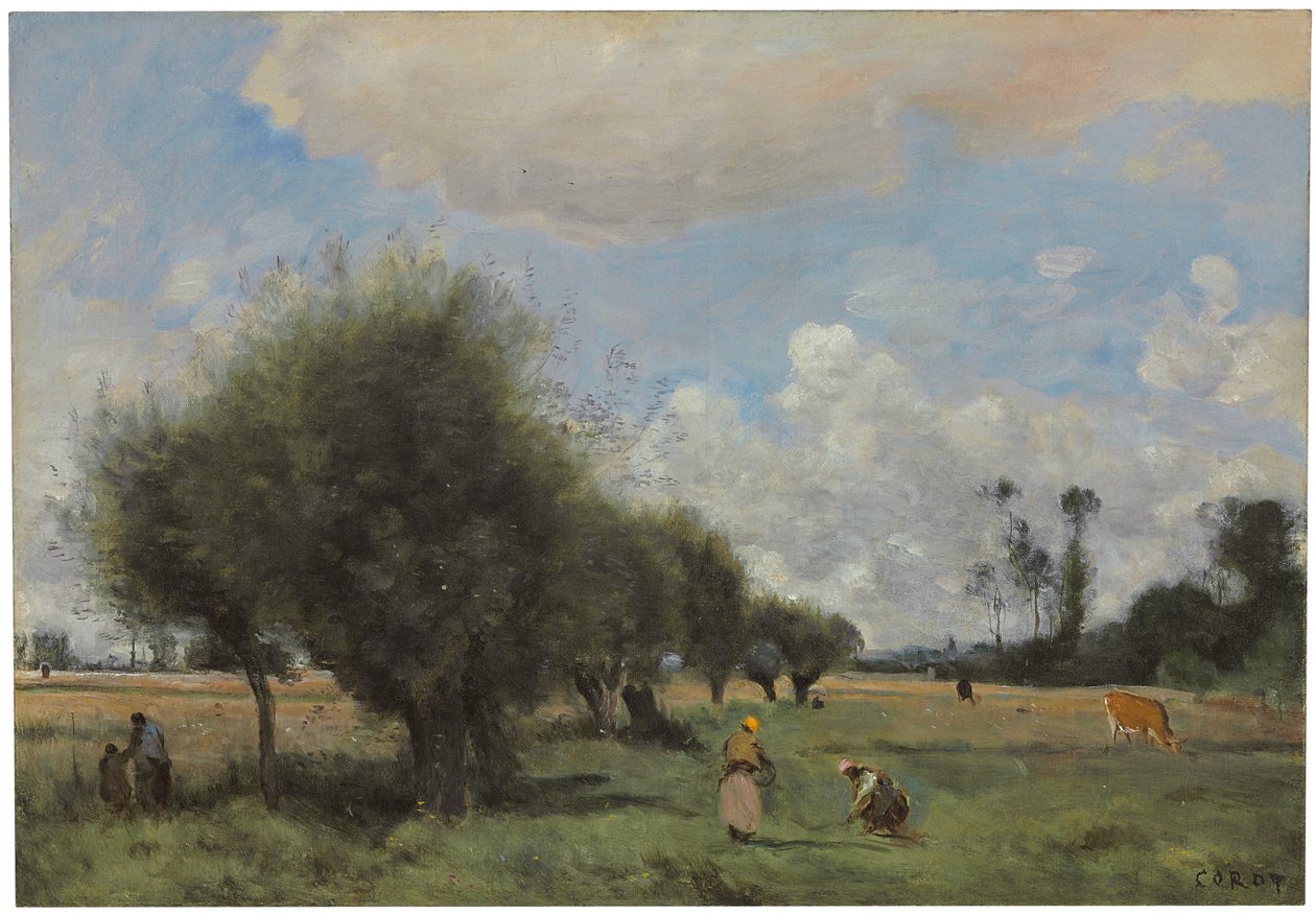 Velden bij Étampes, ca. 1855-60 door Jean Baptiste Camille Corot