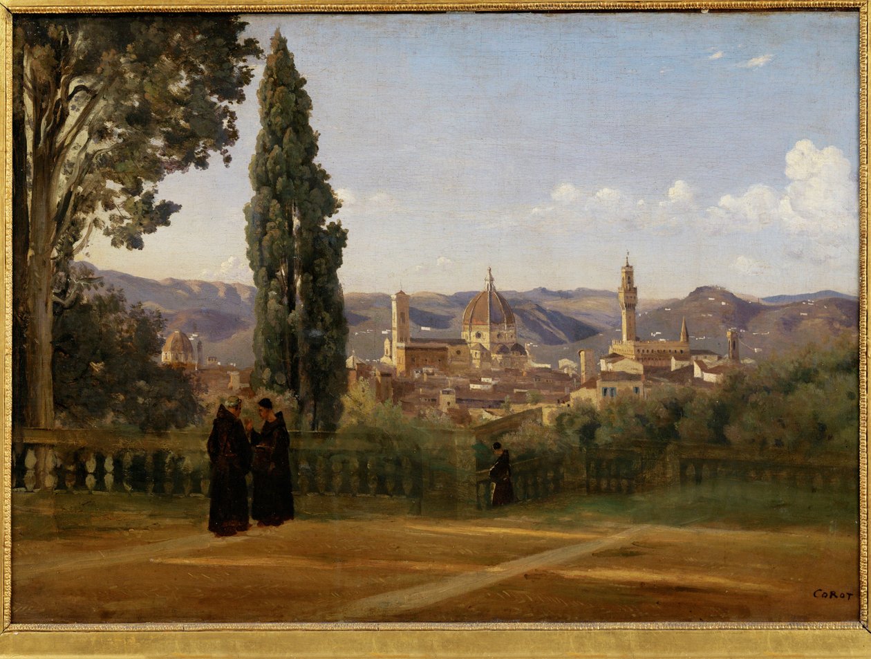 Florence, uitzicht vanaf de Boboli-tuinen - Florence, gezien ... door Jean Baptiste Camille Corot