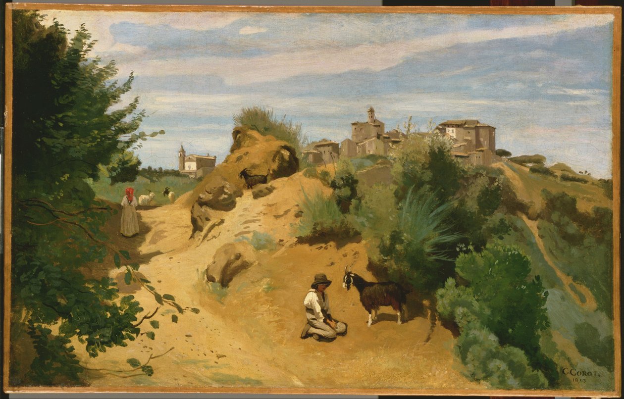 Frans: Genzano Genzano door Jean Baptiste Camille Corot