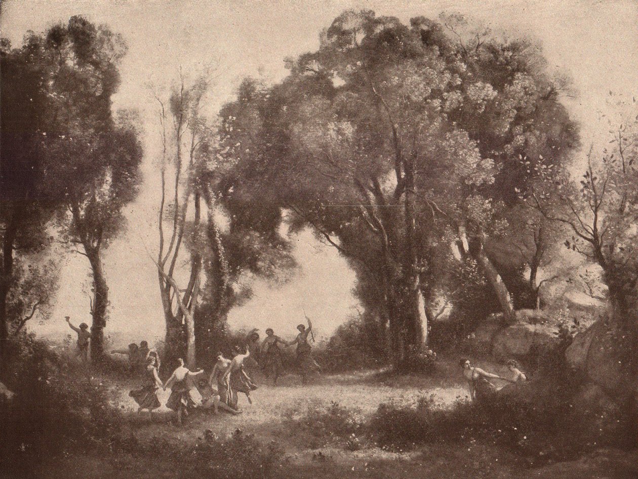 Duits: Tanz der Nymphen Ochtend. Dans van de Nimfen door Jean Baptiste Camille Corot