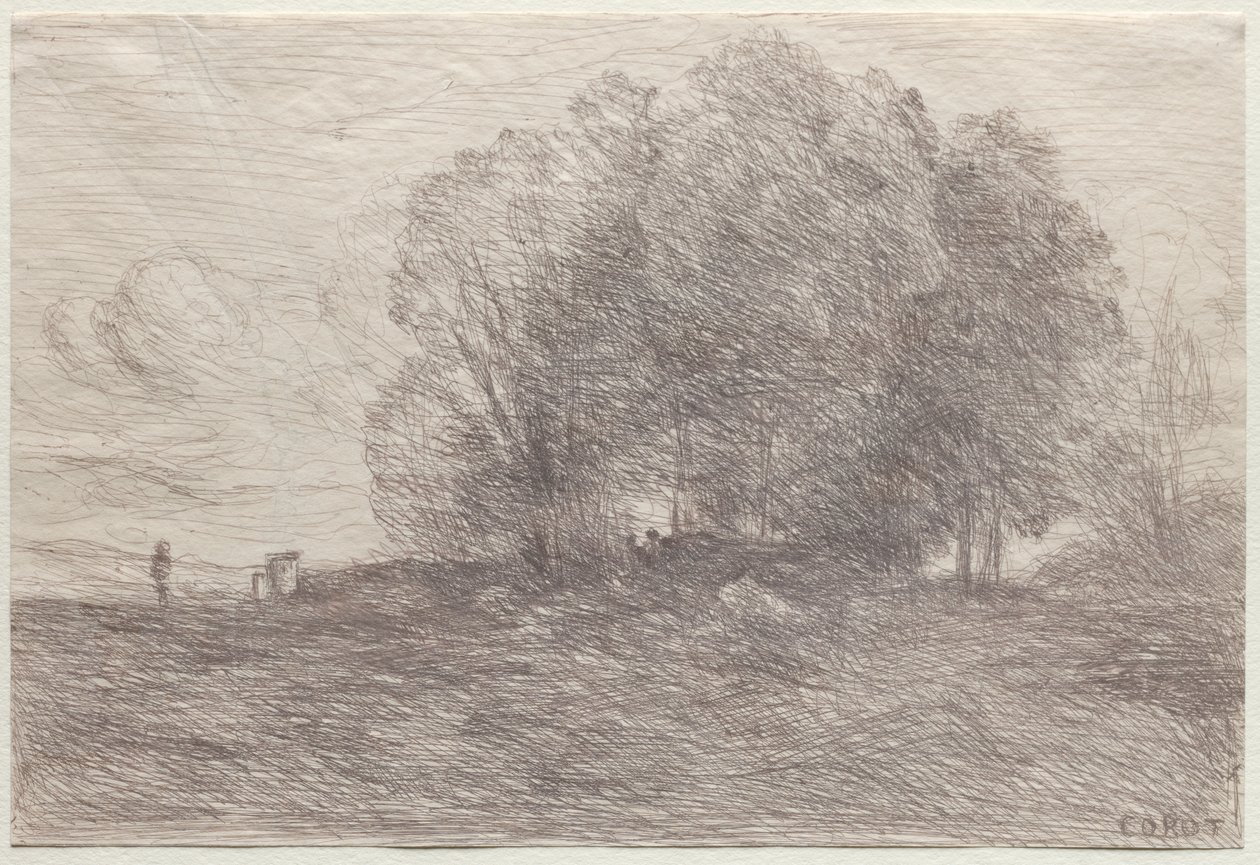 Groep Bomen door Jean Baptiste Camille Corot