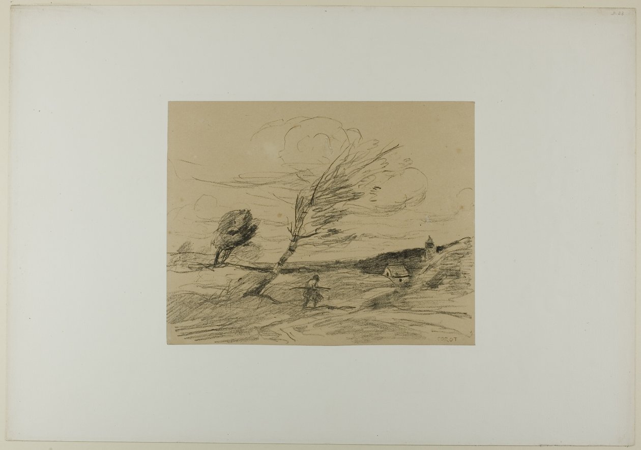Windvlaag door Jean Baptiste Camille Corot