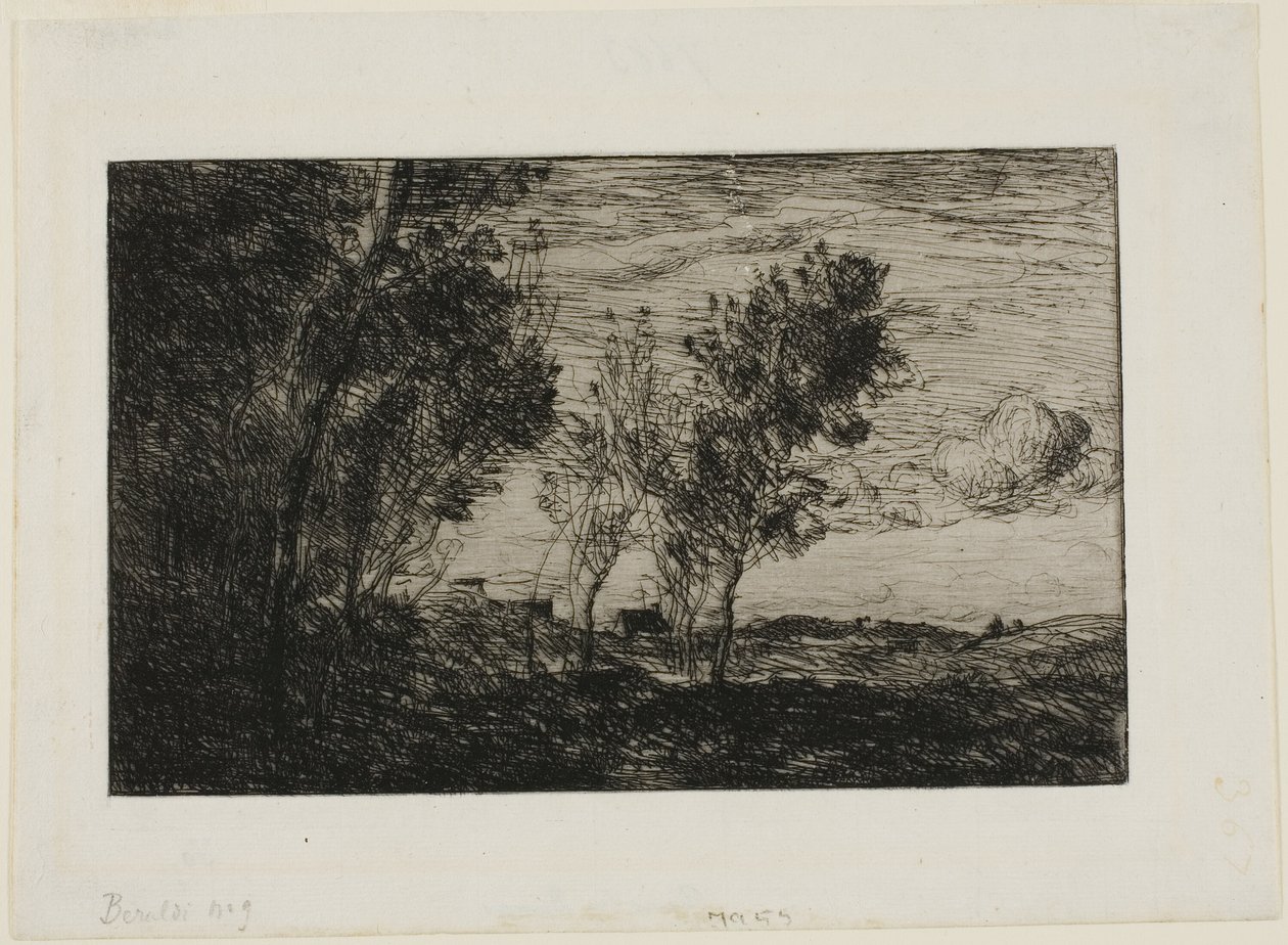 In de duinen: Souvenir van de bossen van Den Haag door Jean Baptiste Camille Corot