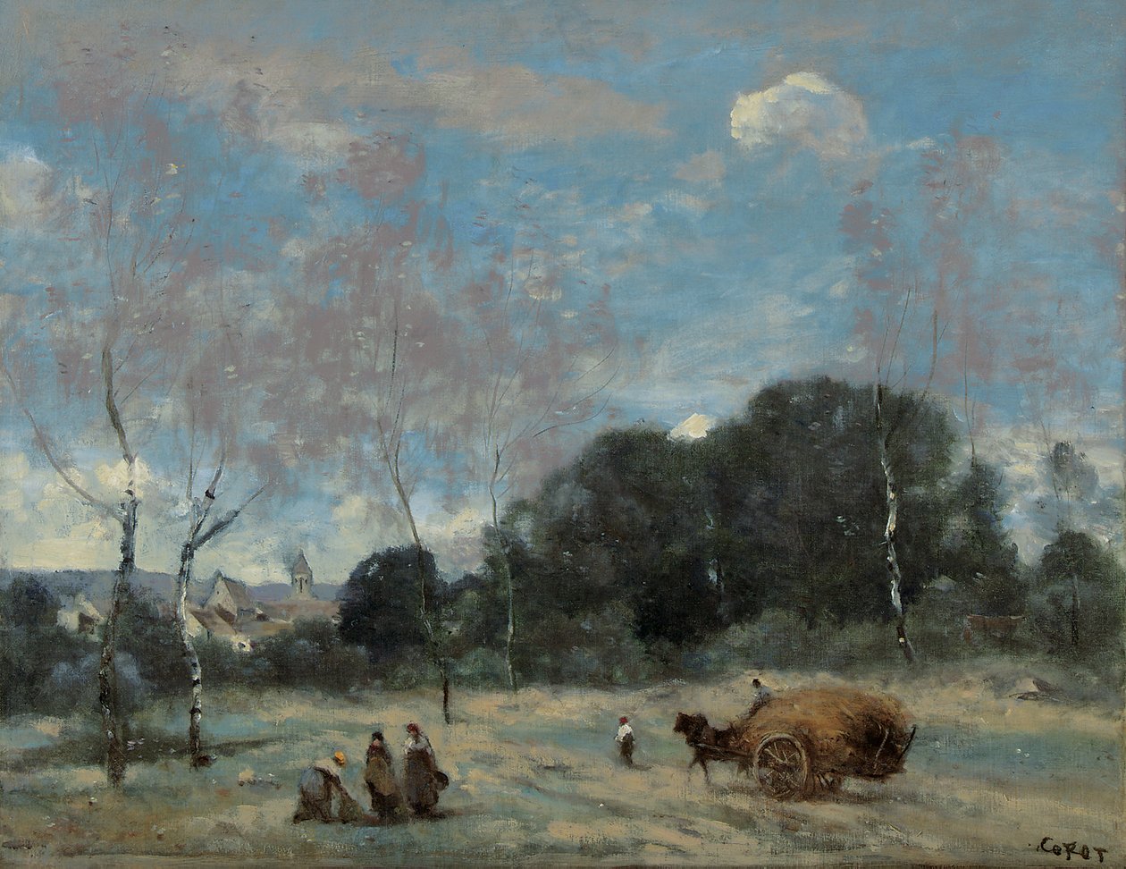 La Rentree des Foins a Marcoussis door Jean Baptiste Camille Corot