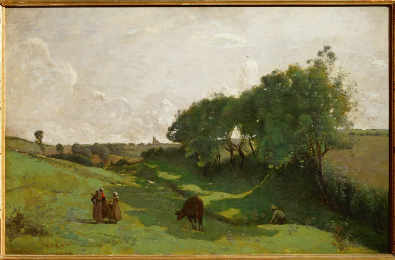 Le vallon - de vallei ... door Jean Baptiste Camille Corot