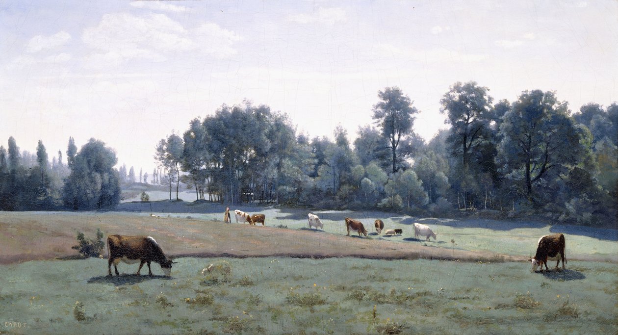 Marcoussis - Koeien die grazen, 1845-50 door Jean Baptiste Camille Corot