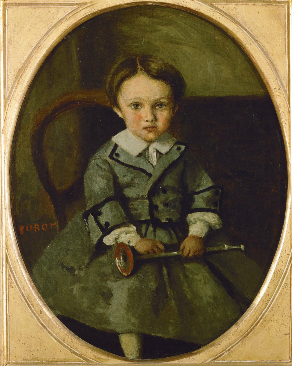Maurice Robert als kind ... door Jean Baptiste Camille Corot