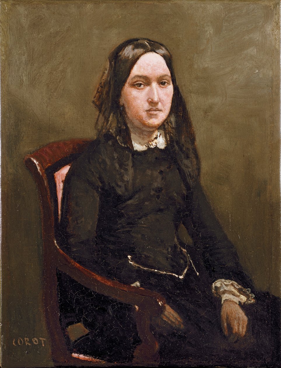Mme Bison door Jean Baptiste Camille Corot