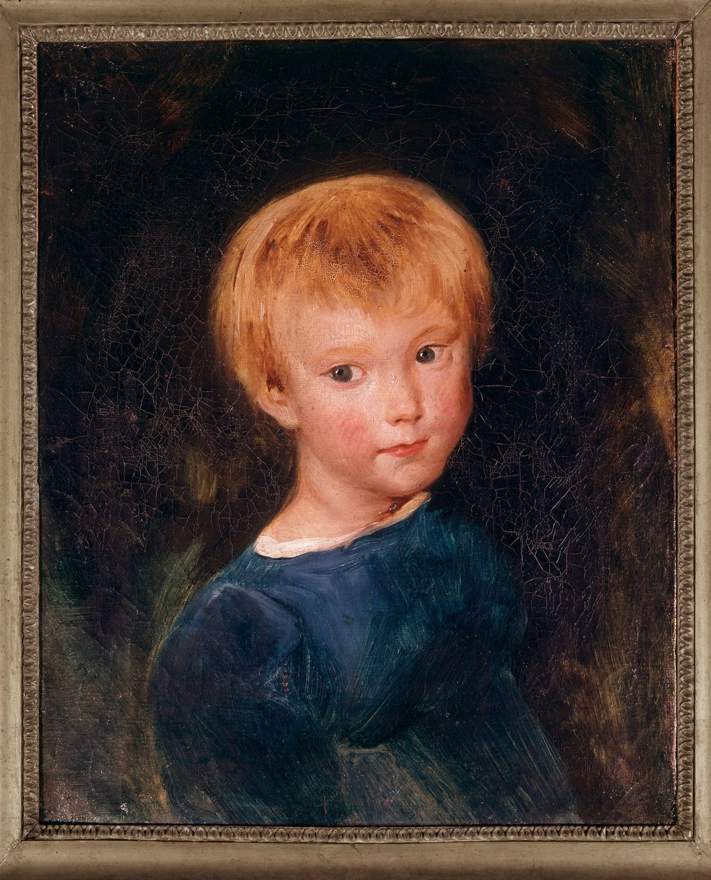 Portret van een jonge jongen. Schilderij dat een jong kind met rood haar voorstelt door Jean Baptiste Camille Corot