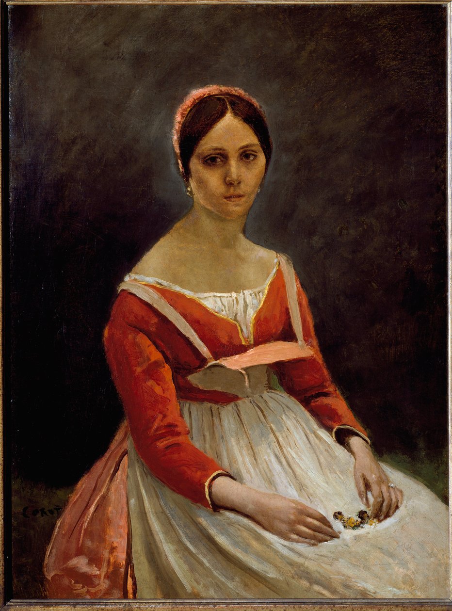 Portret van het meisje door Jean Baptiste Camille Corot