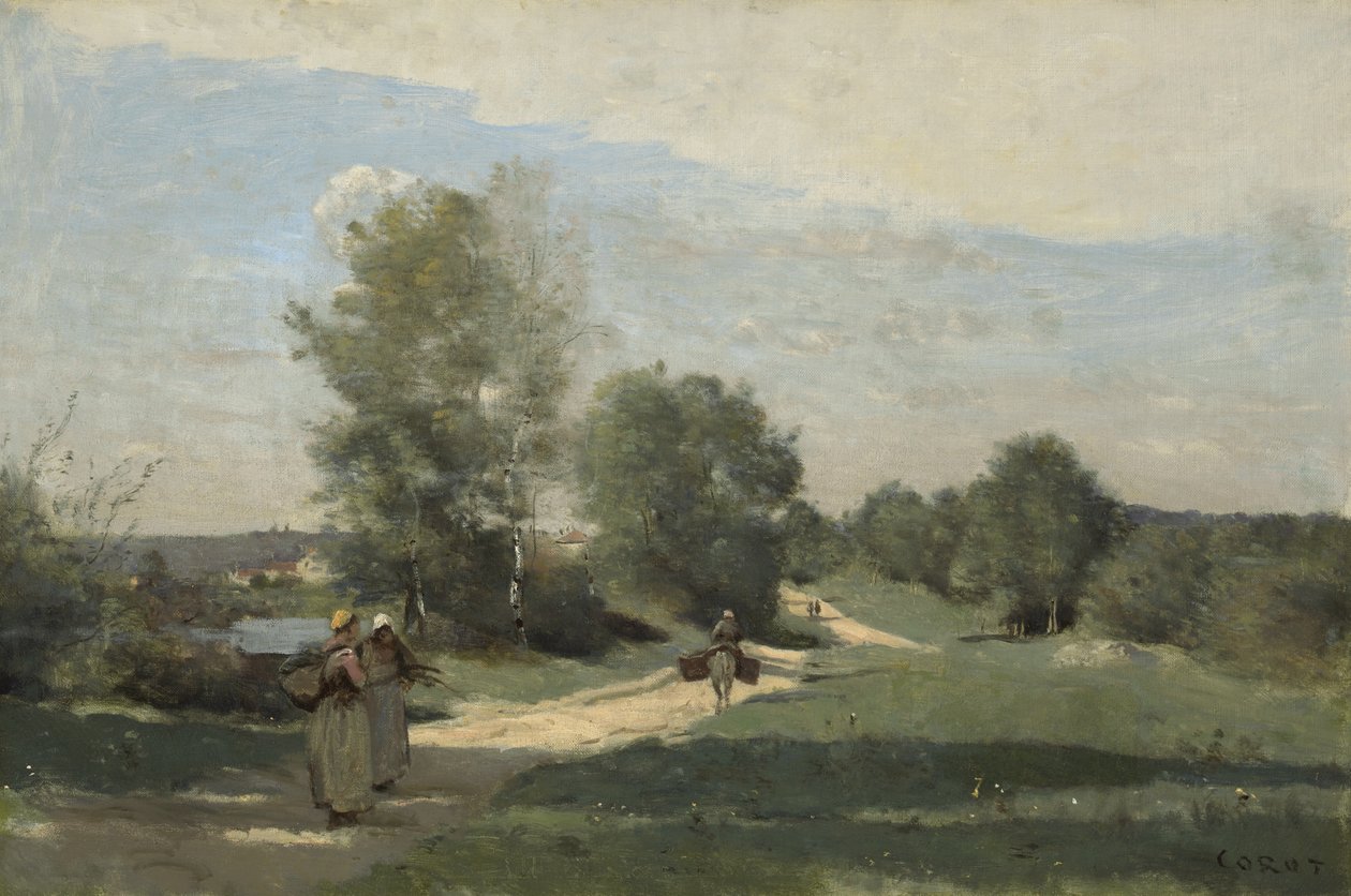 Weg langs het Water, c.1865?-70 door Jean Baptiste Camille Corot