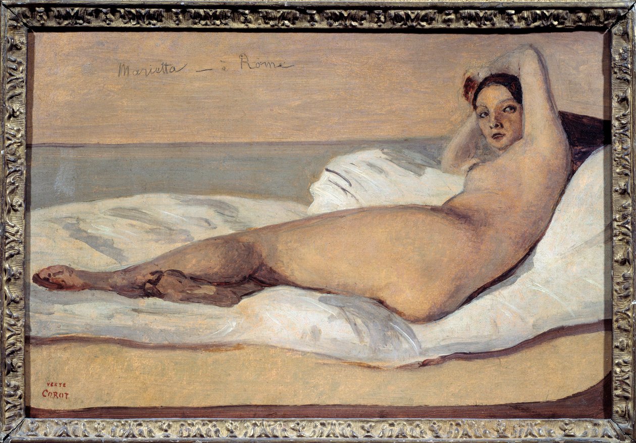 Romeinse odalisk: Marietta. Schilderij door Camille Corot (1796-1875) door Jean Baptiste Camille Corot