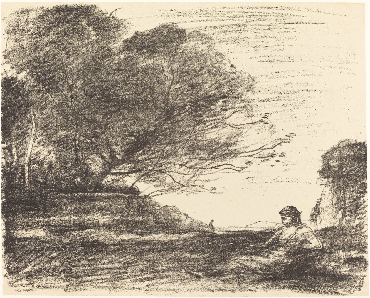 Sappho, 1871 door Jean-Baptiste-Camille Corot