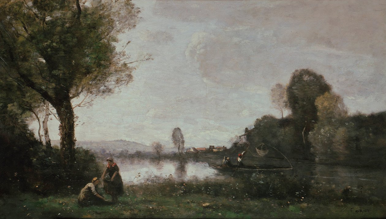 Seine Landschap bij Chatou, 1885 door Jean Baptiste Camille Corot