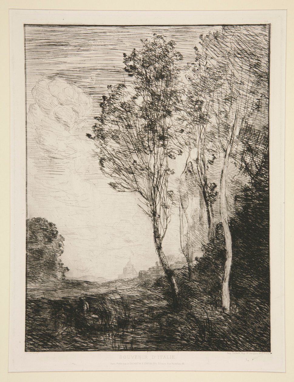 Souvenir d door Jean Baptiste Camille Corot