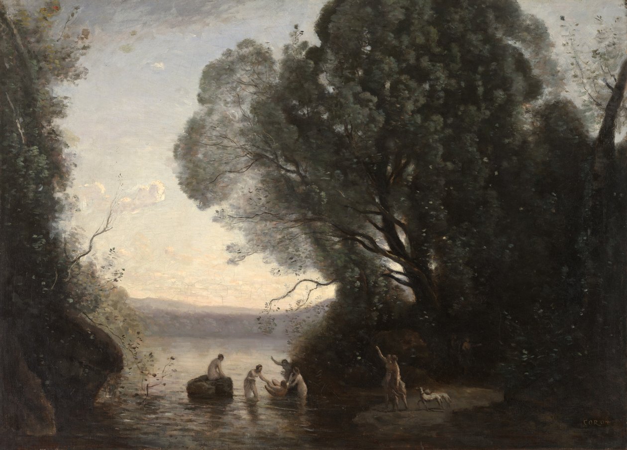 Het bad van Diana (Le Bain de Diane), ca. 1855 door Jean Baptiste Camille Corot