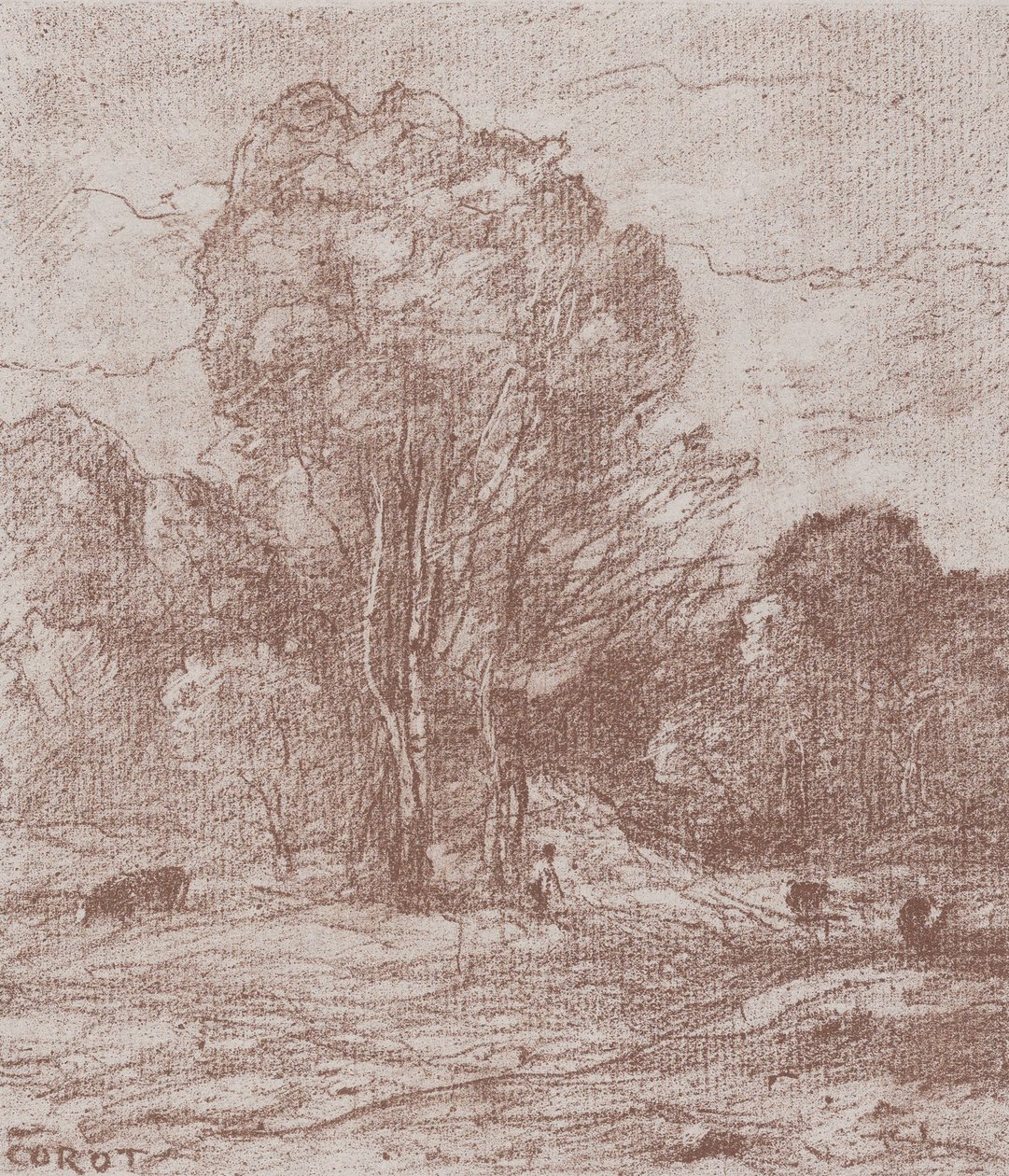 De Rustplaats van de Koeien, 1871 door Jean Baptiste Camille Corot