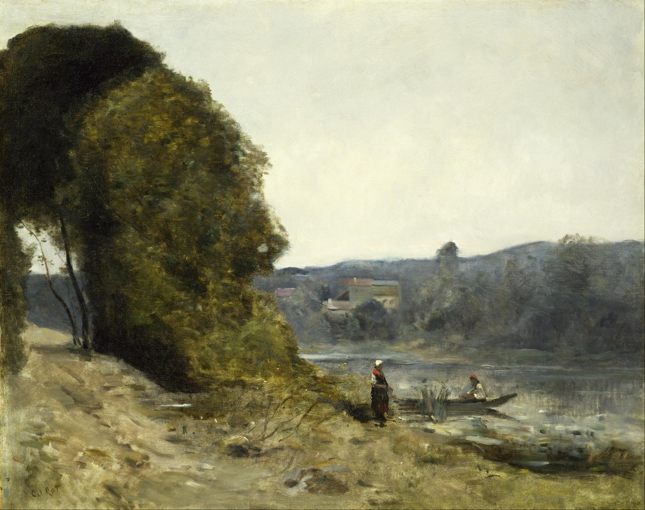 Het vertrek van de bootsman door Jean Baptiste Camille Corot