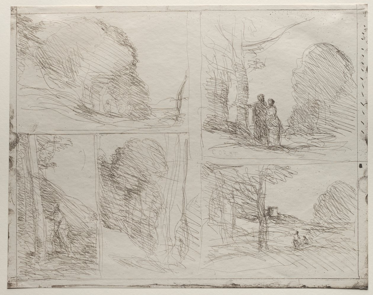 De Tuin van Pericles; Het Pad van de Schilder; Krabbel; De Grote Houthakker; De Toren van Hendrik VIII door Jean Baptiste Camille Corot